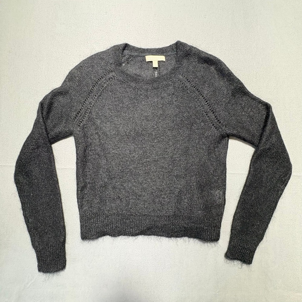 Banana Republic Mohair Wool Blend Sweater Gray Raglan Sleeve Small